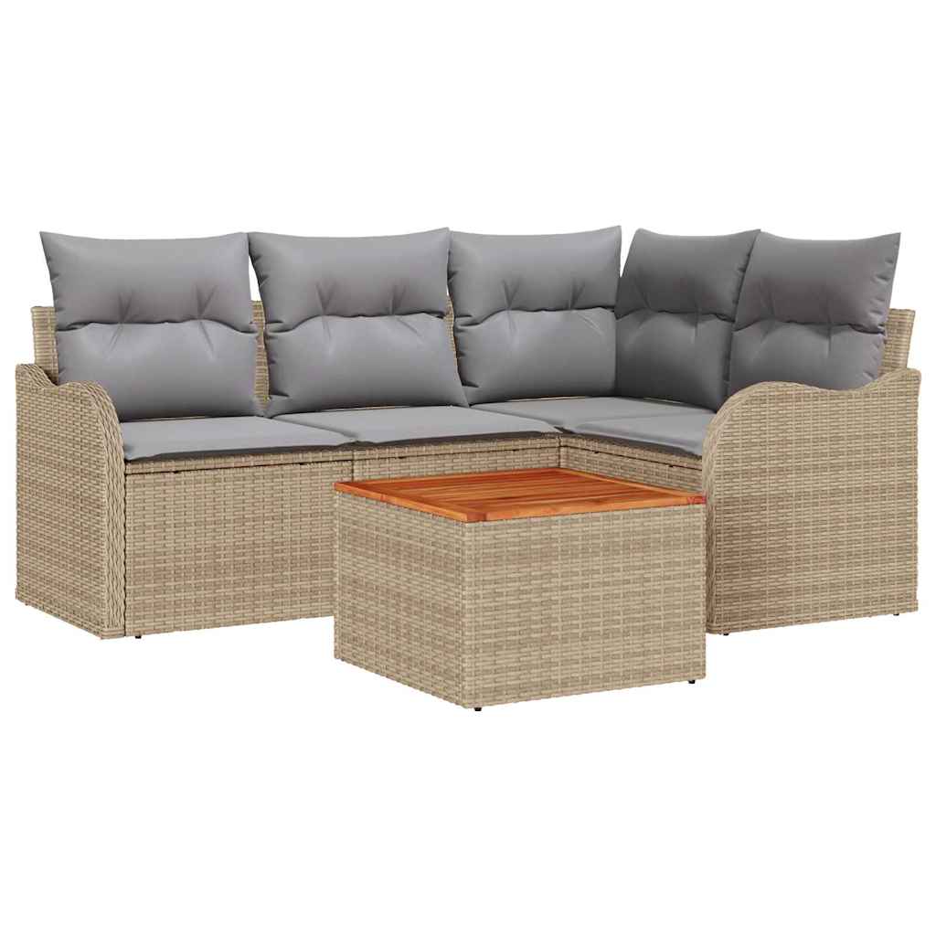 Maison Exclusive - Gartensofa-set 5 Stk. Beige Und Hellgrau Poly-