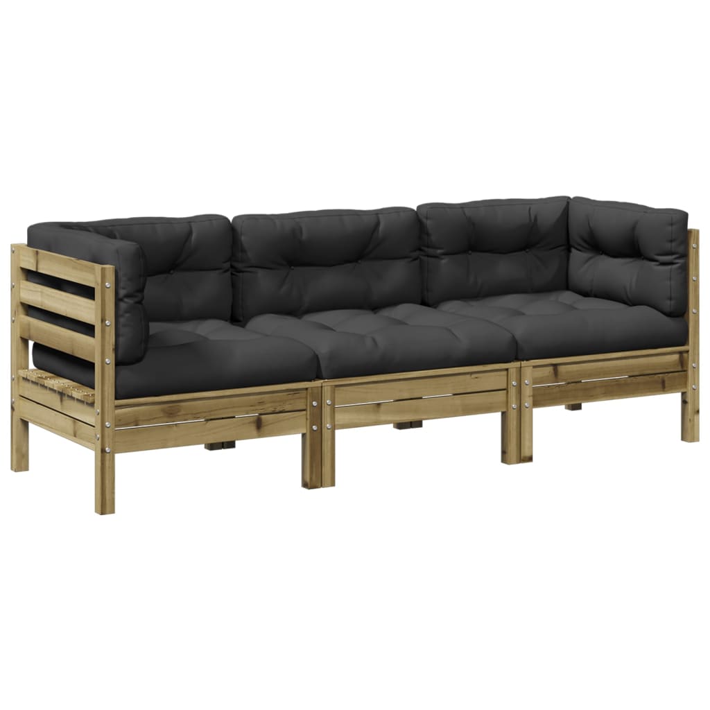 Maison Exclusive - 3-tlg. Garten-sofagarnitur Mit Kissen Kiefernh