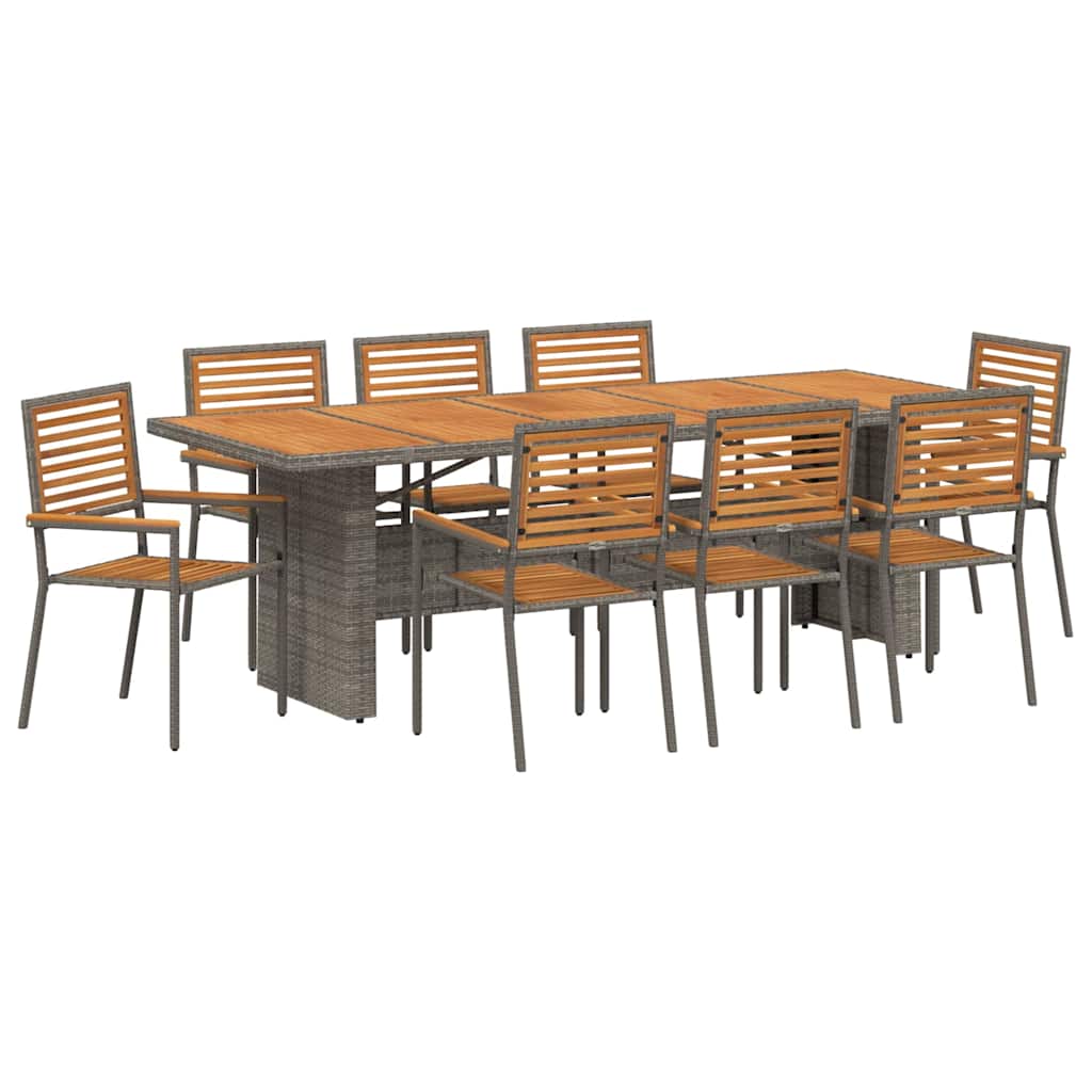 Maison Exclusive - Garten Essgruppe 9 Stk. Grau Und Braun Poly-ra
