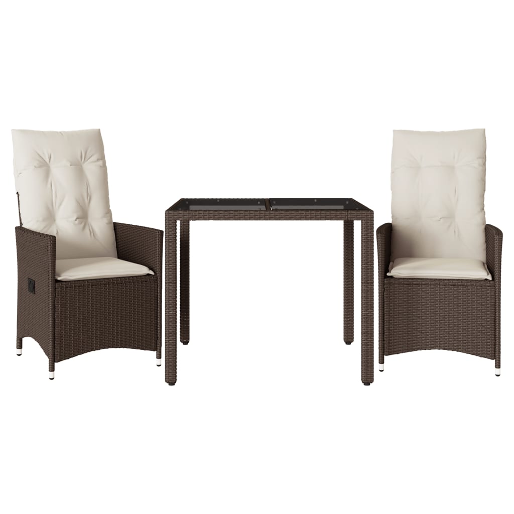Maison Exclusive - 3-tlg. Bistro-set Mit Kissen Braun Poly Rattan