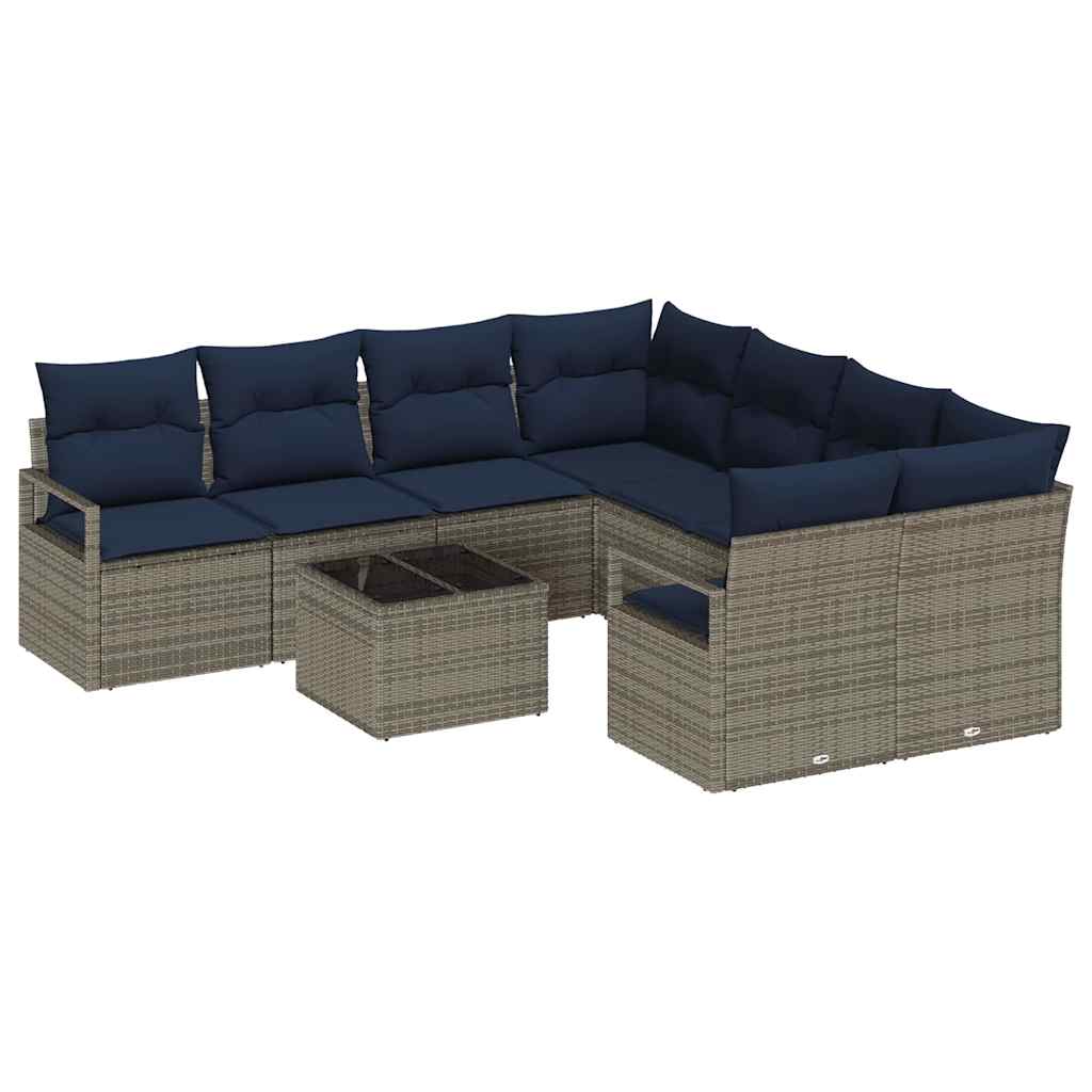 Maison Exclusive - Sofa Set 9 Stk. 8-sitzanzahl Grau Und Marinebl