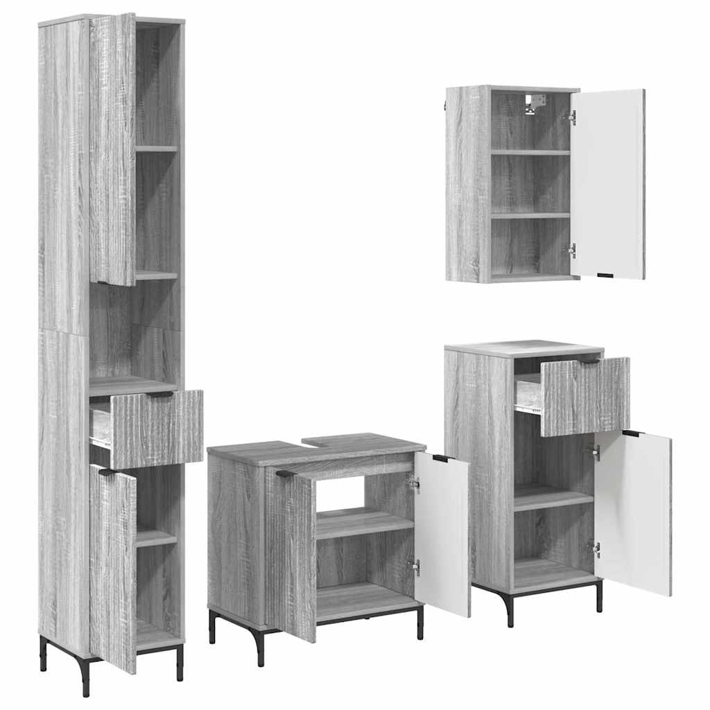 Maison Exclusive - Badezimmermöbel-set Mit Tür Graues Sonoma Holz