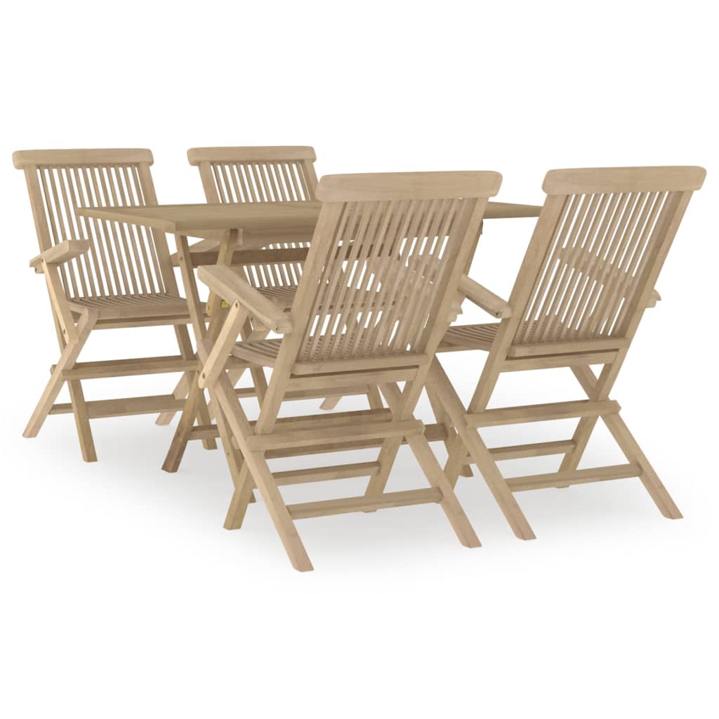 Maison Exclusive - 5-tlg. Garten-essgruppe Grau Massivholz Teak