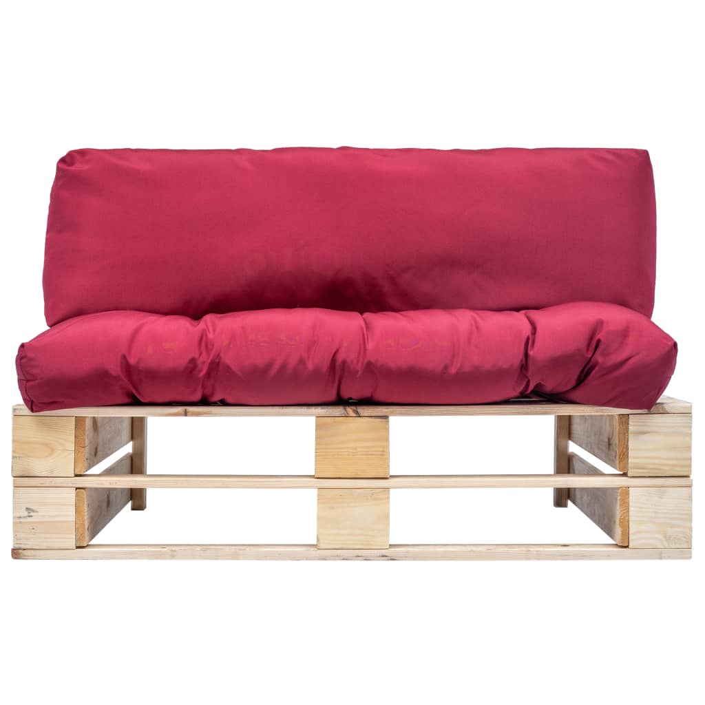 Maison Exclusive - Outdoor-sofa Paletten Mit Kissen In Rot Kiefer