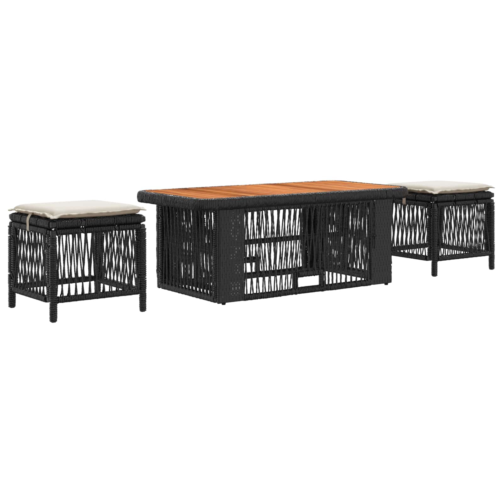 Maison Exclusive - Garten Essgruppe 4 Stk. Schwarz Und Creme Poly