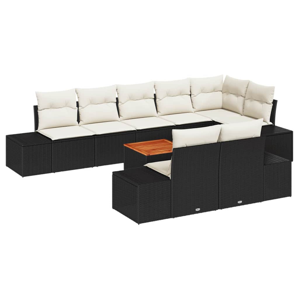 Maison Exclusive - Garten-sofa-set 9 Stk. Schwarz Und Weiß