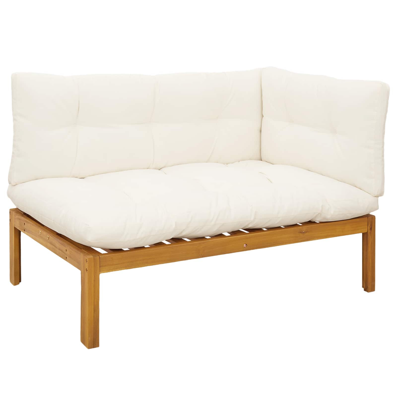 Maison Exclusive - Gartenecksofa Natürlich Und Cremweiß Akazienho