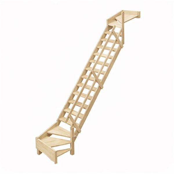 Holztreppe Mit 15 Stufen – Steighöhe 3.60m – Mit Geländer – Breite 0,68 M - Cottagej-ud-360