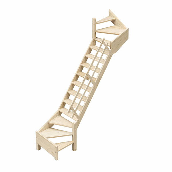 Holztreppe Mit 12 Stufen – Steighöhe 3.20m – Mit Geländer – Breite 0,68 M - Cottagej-us-320