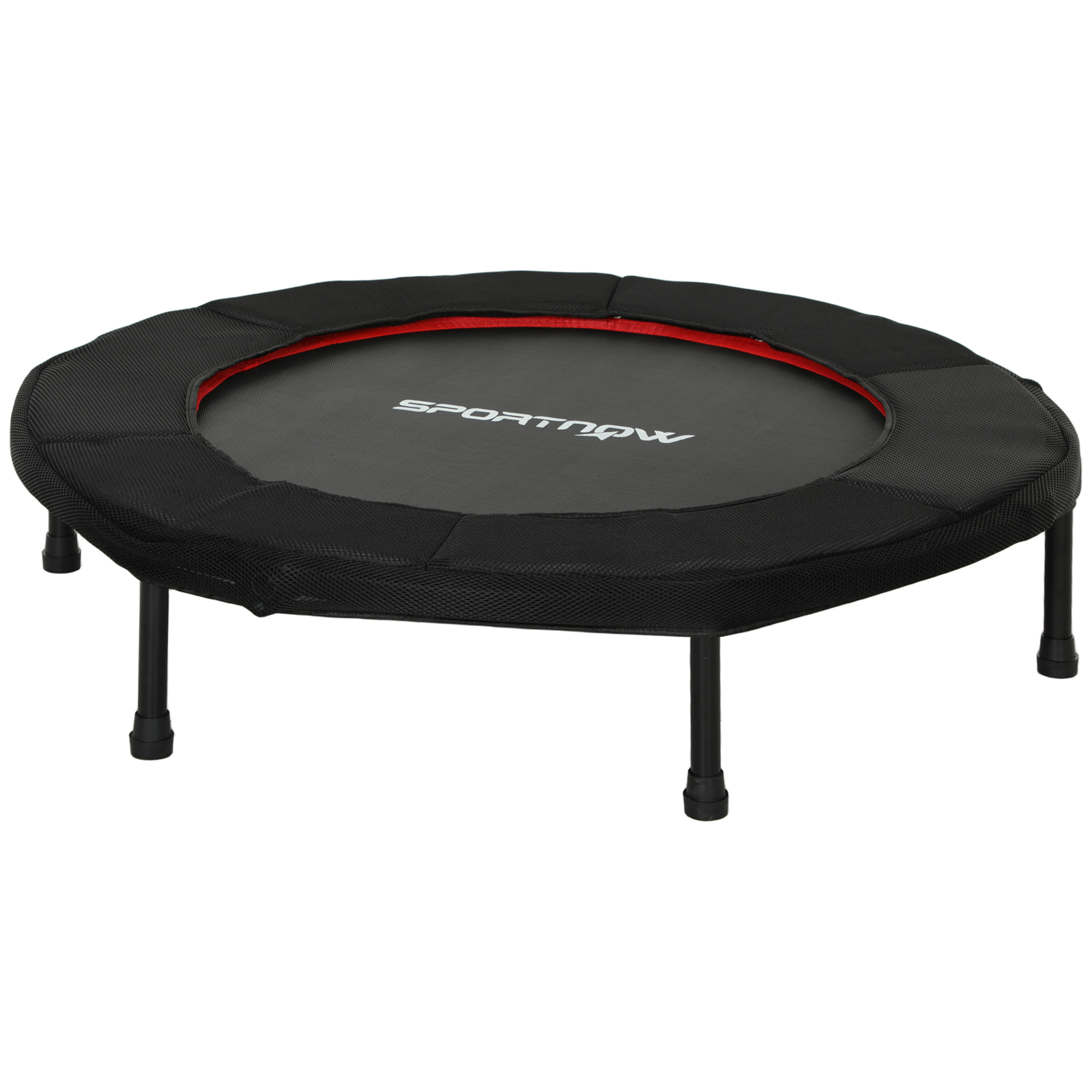 Fitness-trampolin Ø 102 Cm, Rutschfeste Trainingsfläche, Roter Stahl, 100 Kg