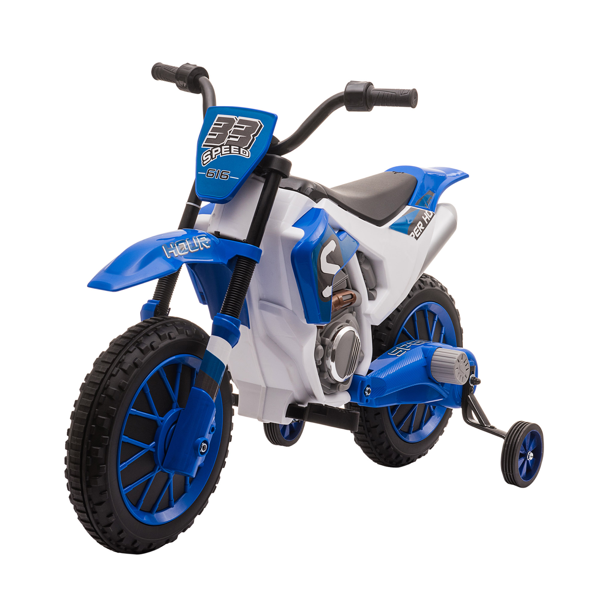 Elektrisches Motorrad Für Kinder Von 3–5 Jahren, Quad Mit 12-v-akku Und Abnehmbaren Stützrädern, 106,5 X 51,5 X 68 Cm, Blau