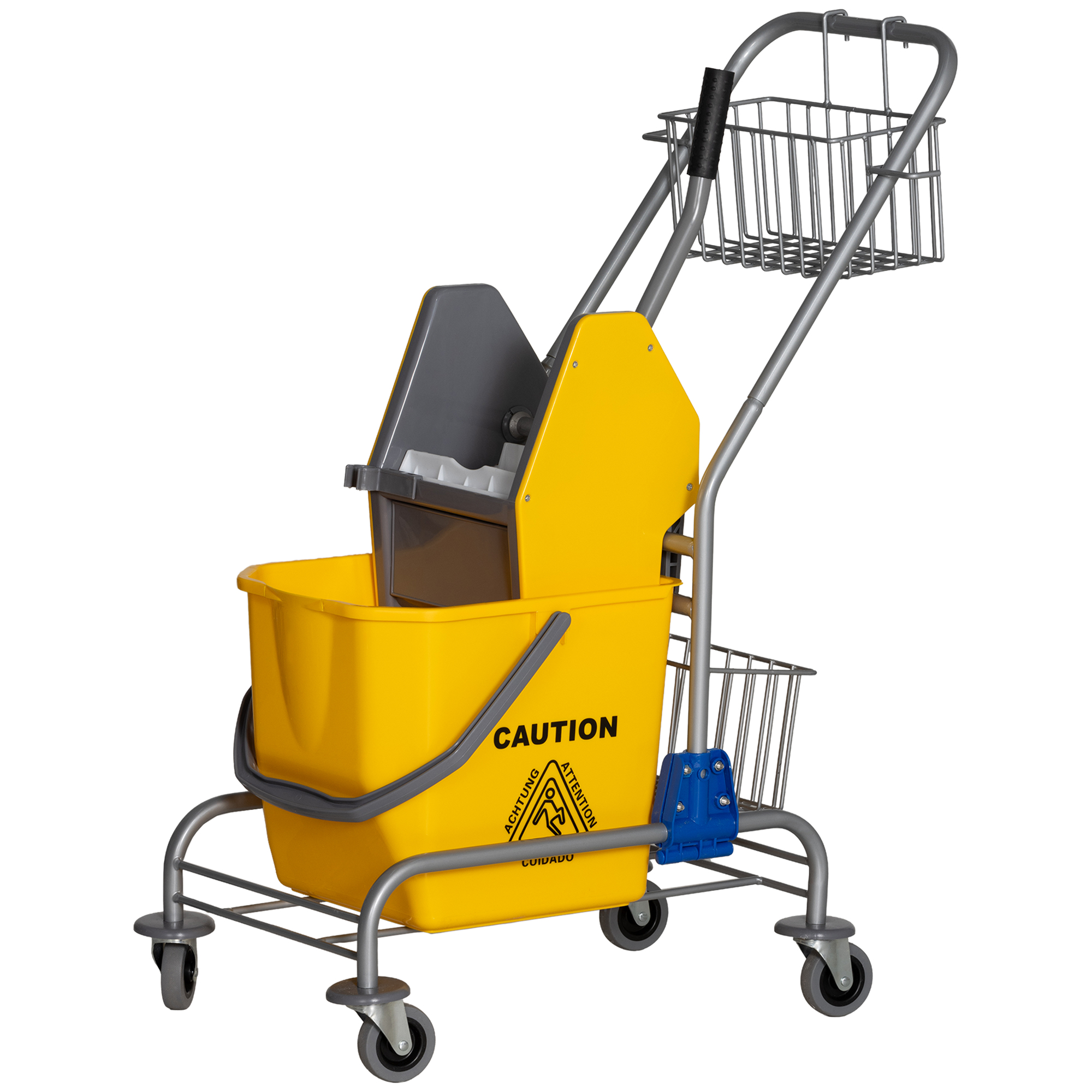 Professioneller Reinigungswagen Mit Backenpresse, 26-liter-eimer + Gelbem Aufbewahrungskorb