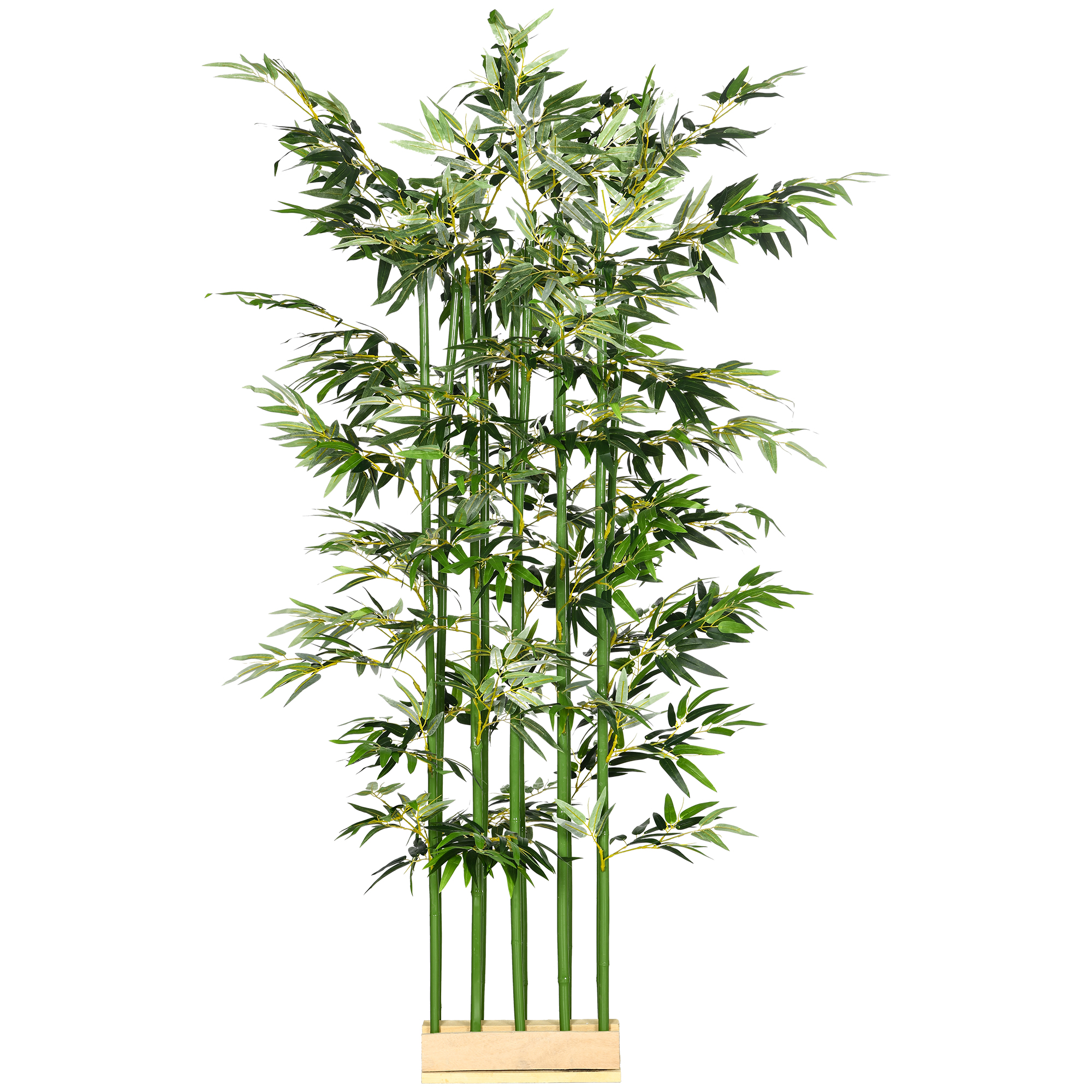 Künstlicher Bambus, 180 Cm, 1640 Blätter, Kiefernholzsockel 35 X 10 X 10 Cm, Grün