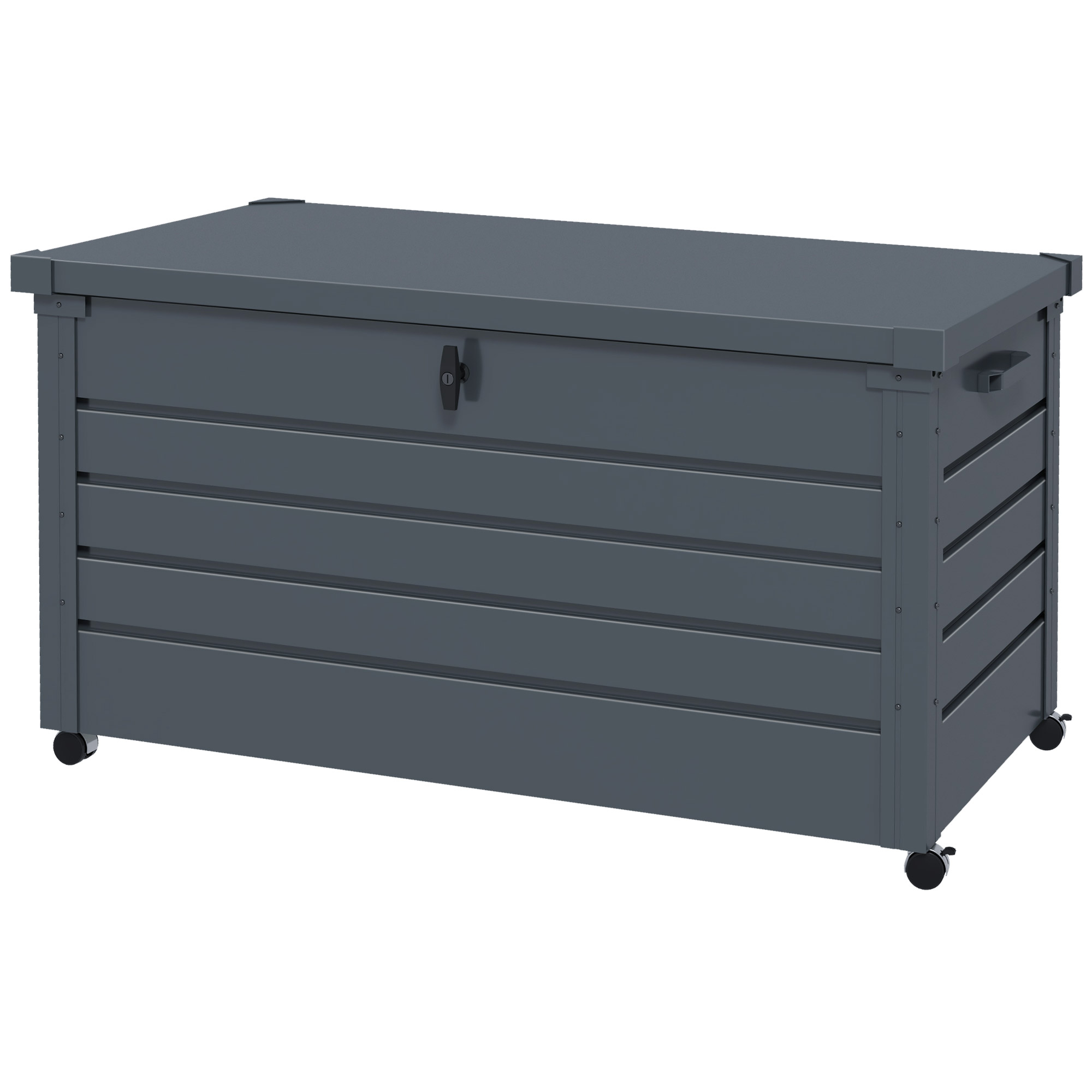 311-liter-gartenbox, Gasdruckfeder, Rollen Und Griff, Verzinkter Stahl, 120 X 62 X 66 Cm, Grau