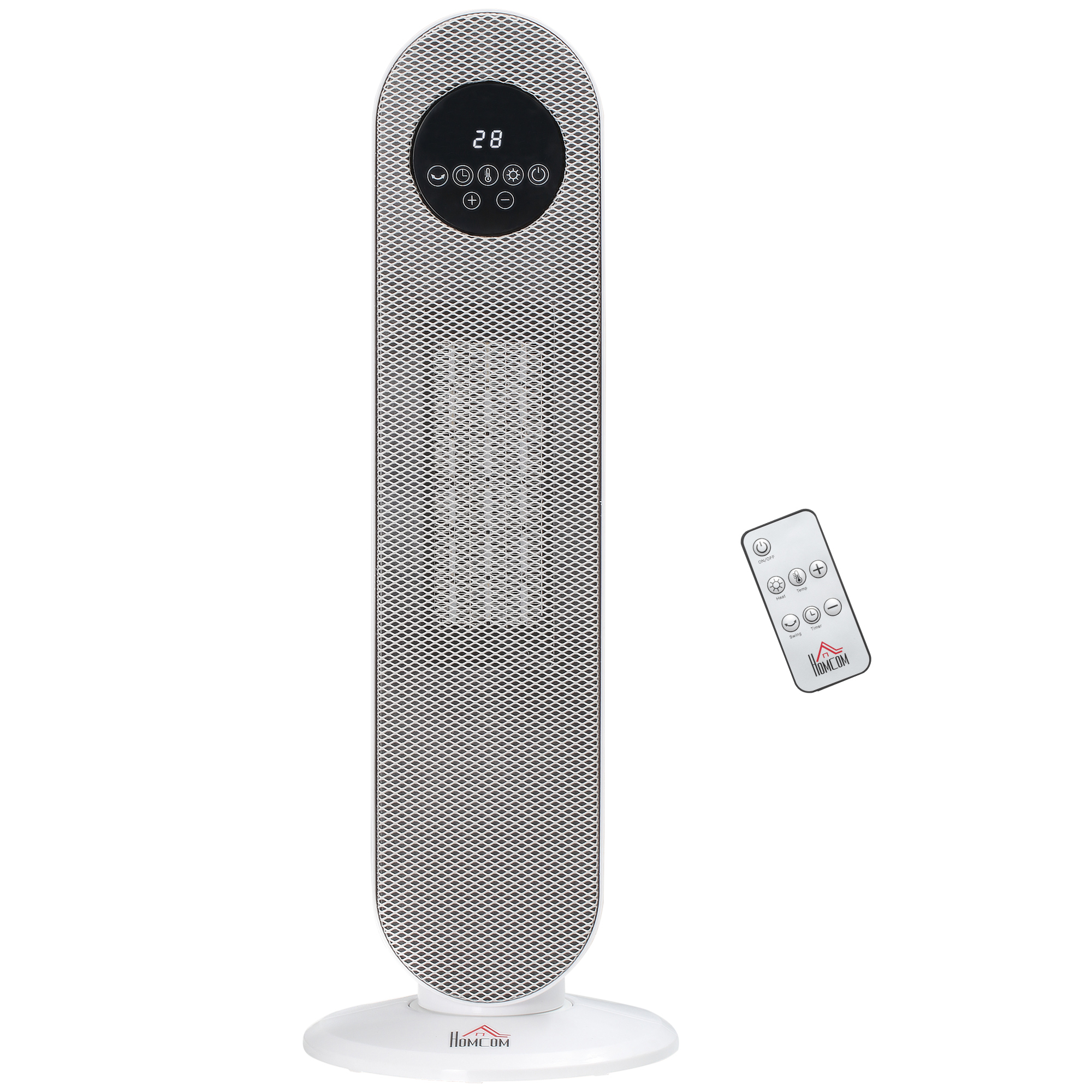 Homcom Oszillierender Keramik-heizlüfter 1300/2000 W Mit Fernbedienung, 21 X 21 X 63,5 Cm