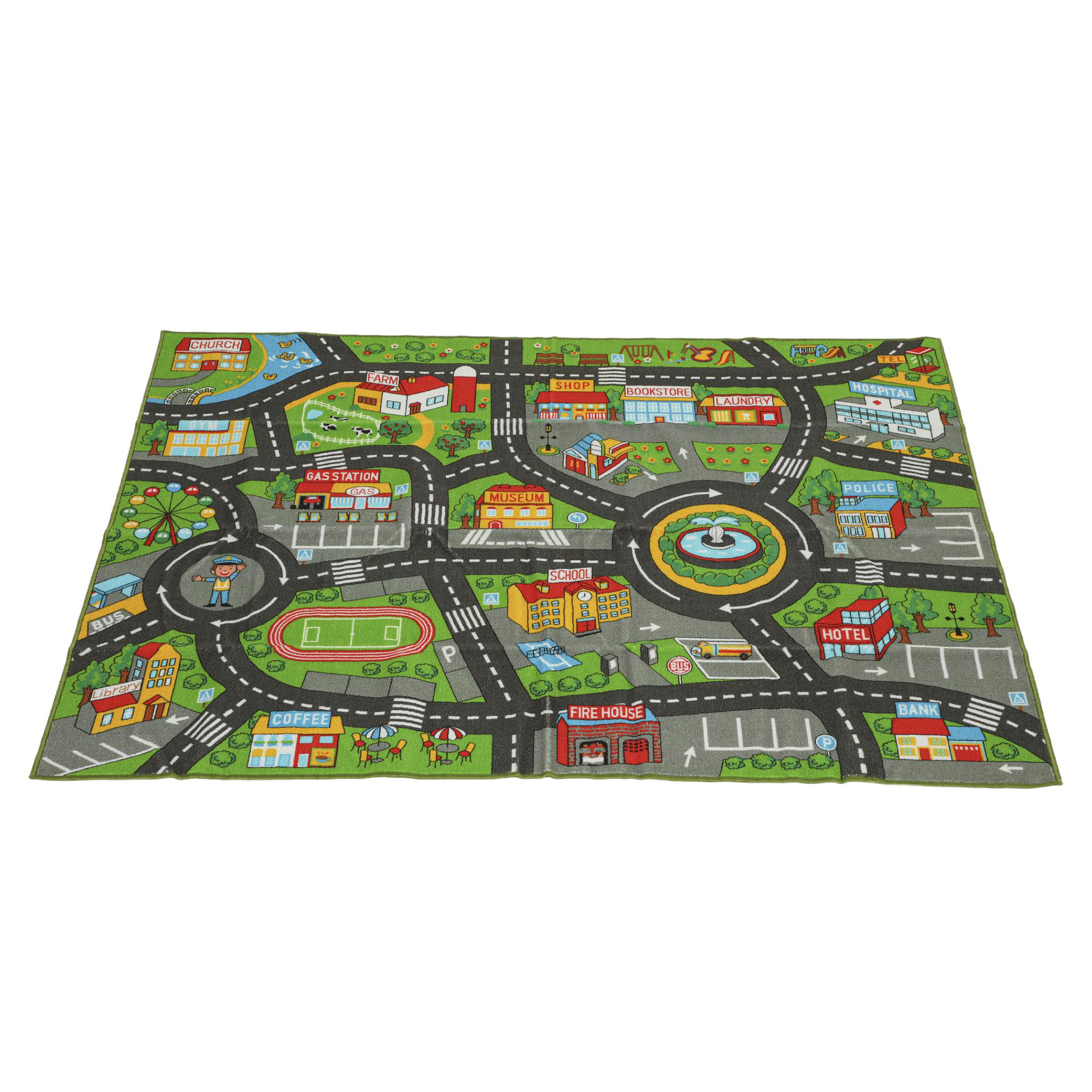 Rutschfeste Babyspielmatte, Stadtmotiv, 200 X 150 Cm, Mehrfarbig