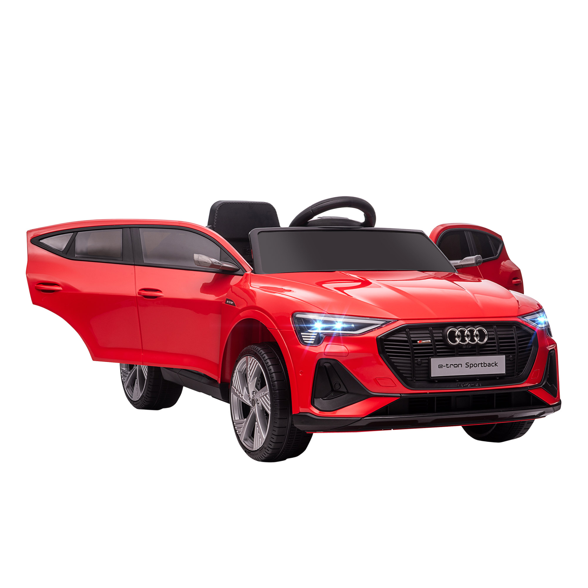 Homcom Audi E-tron Sportback Elektroauto Für Kinder, 12 V, 5 Km/h, 2,4-ghz-fernbedienung, Led-beleuchtung, Musik, Hupe, Usb, Mp3, Rot