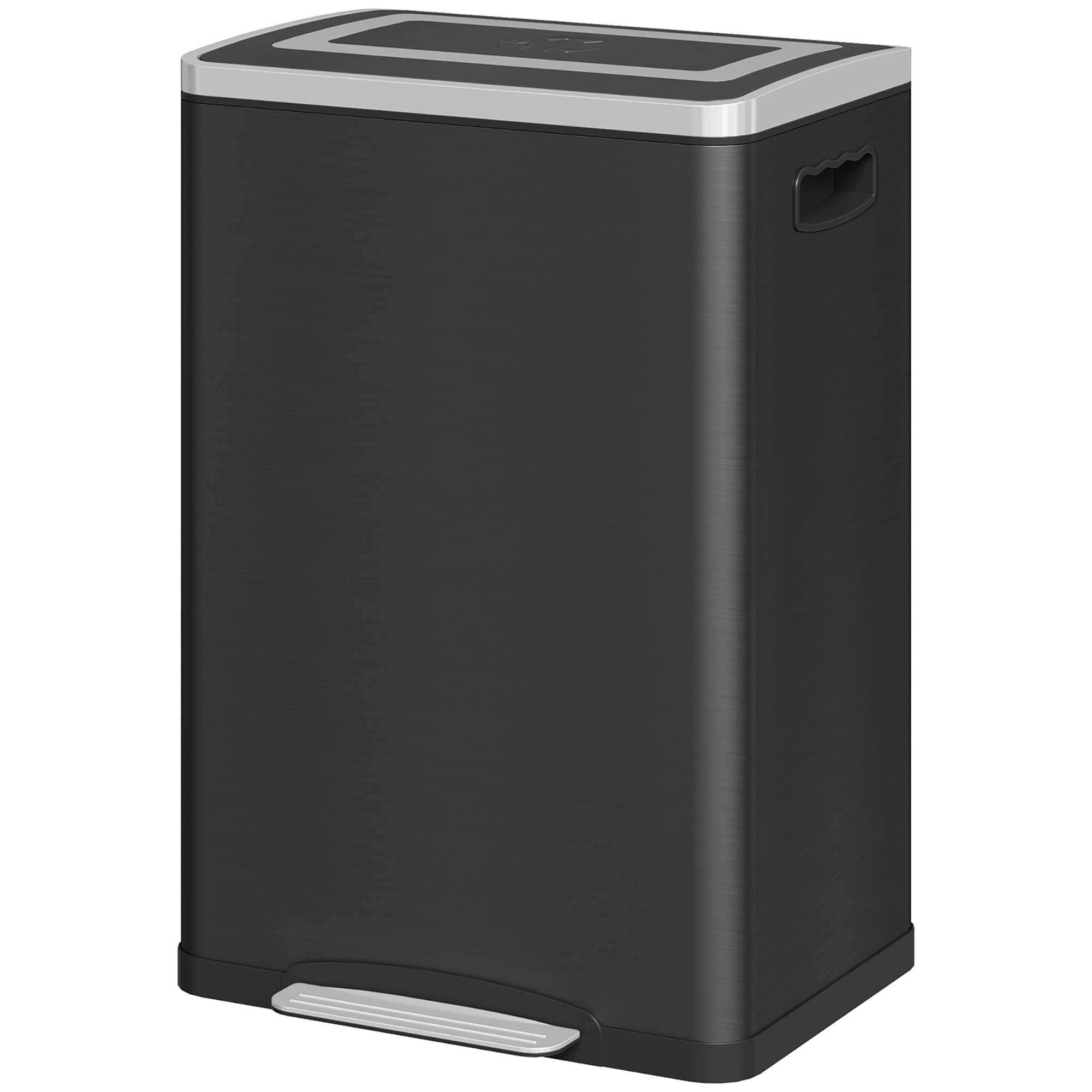 Küchenabfalleimer, 2 X 20 L Doppelkammer, Treteimer, Deckel Mit Soft-close-funktion, 40 X 34,8 X 59 Cm, Schwarz