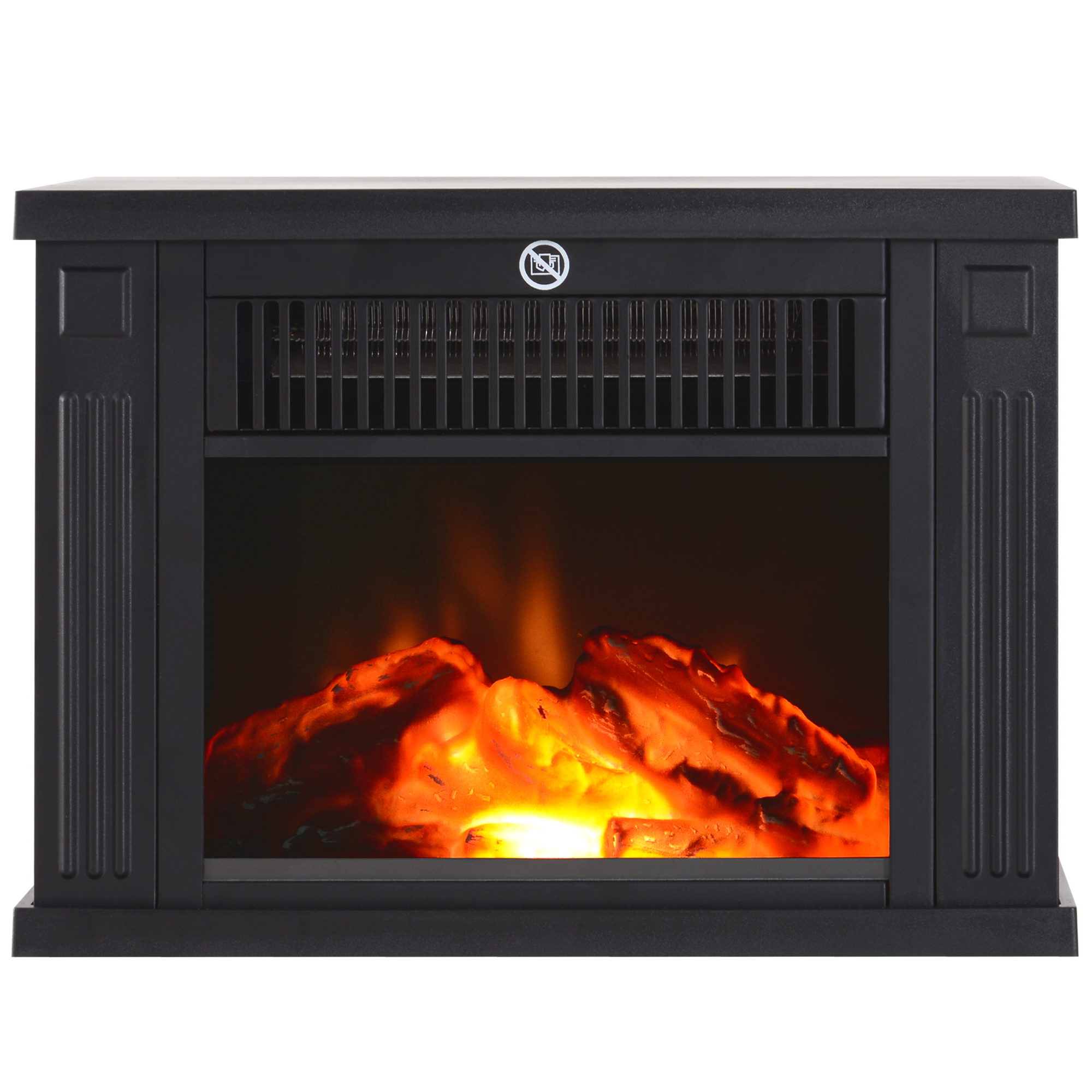 Homcom Elektrokamin Mit Flammeneffekt, Modernes Design, Thermostat, 600–1200 W, Schwarz