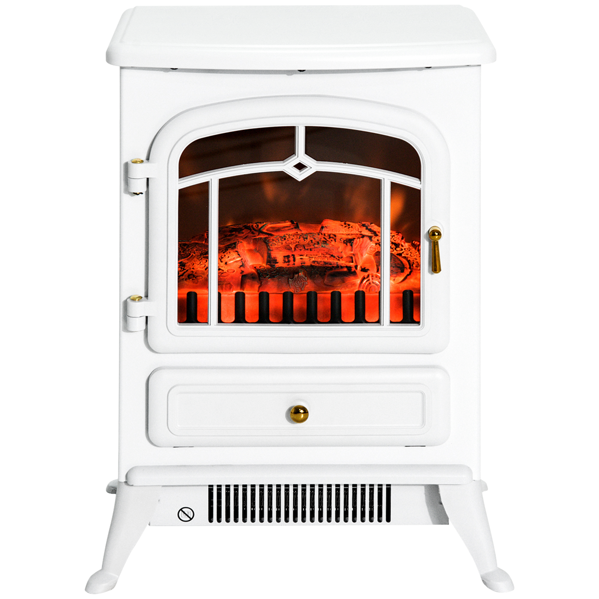 Homcom Elektrokamin Mit Retro-flammeneffekt, Thermostat, 950–1850 W, Überhitzungsschutz, Weiß