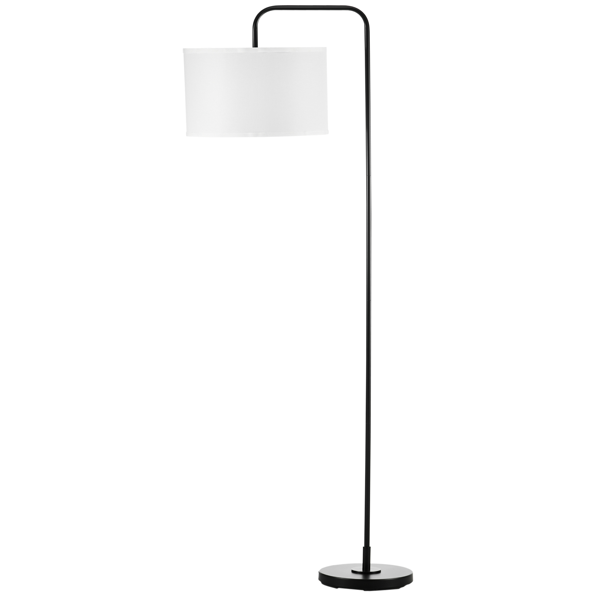 Moderne Stahl-erdlampe Mit Lampenschirm In Leinenoptik, 64 X 38 X 163,5 Cm, Weiß Und Schwarz