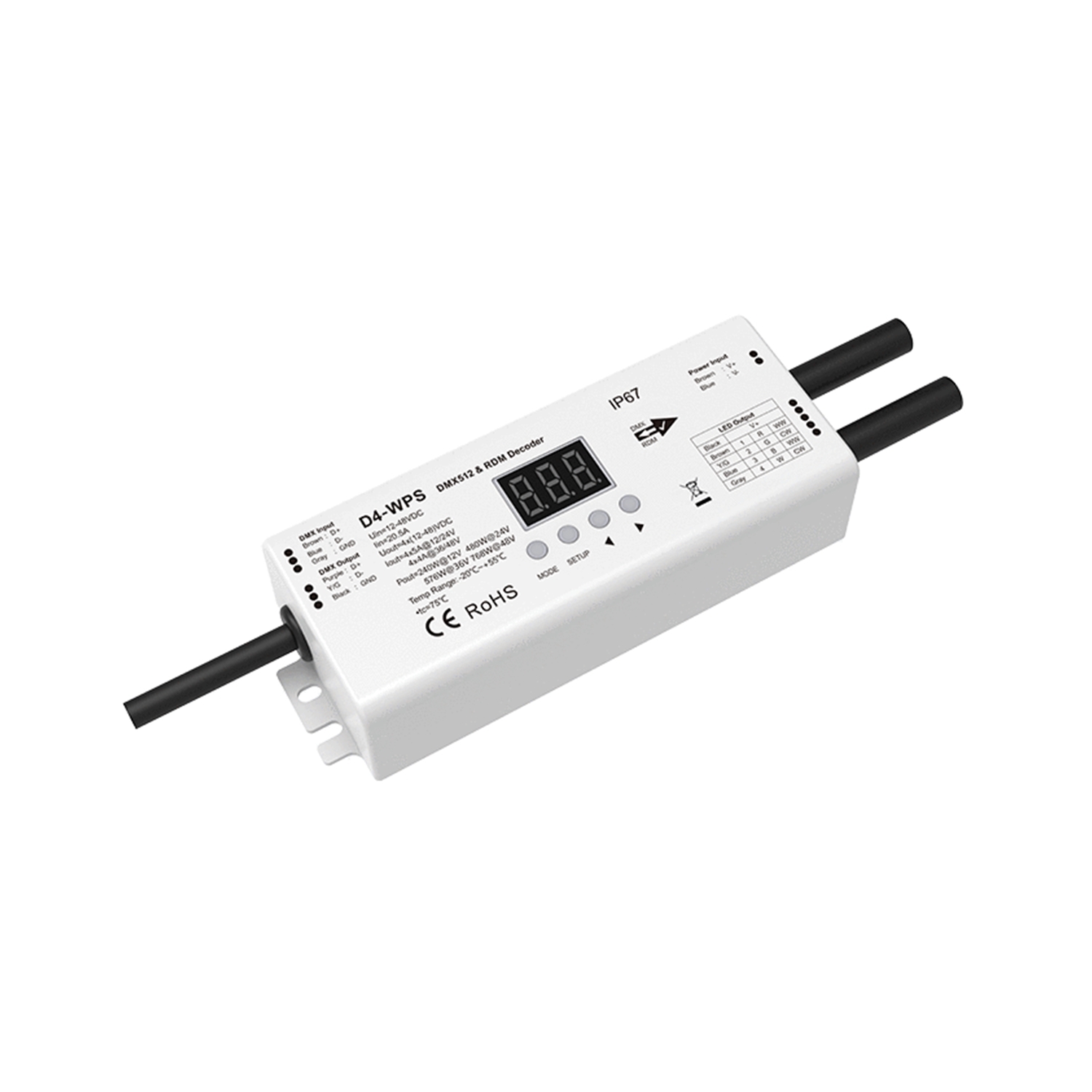 Decoder Dmx512 Und Rdm 4 Kanäle 12-48v Skydance D4-wps Ip67 4