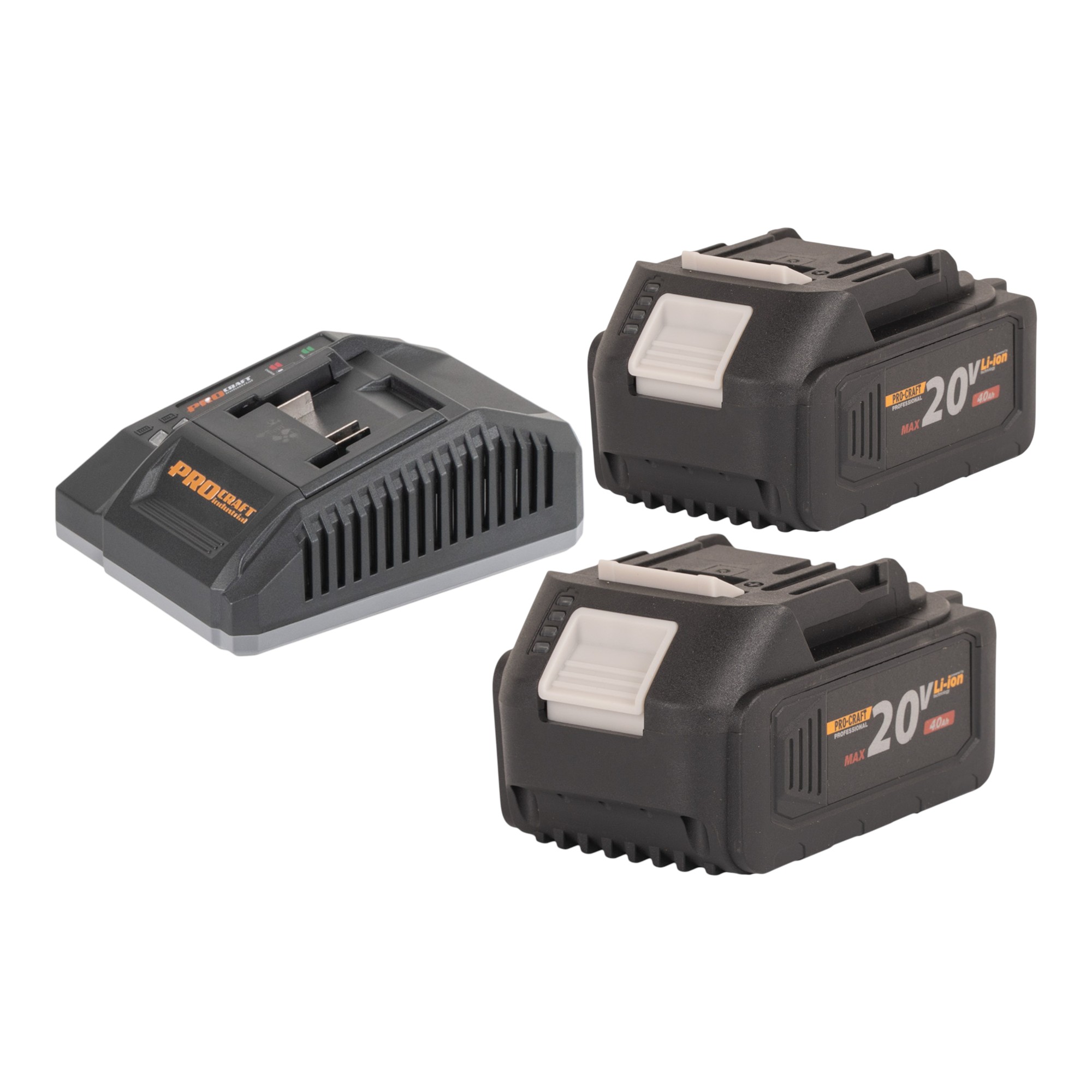 Procraft Starter Pack C20/6.5 Schnell Ladegerät 20 V 6,5 A + 2x 20/4 Akku 4,0 Ah