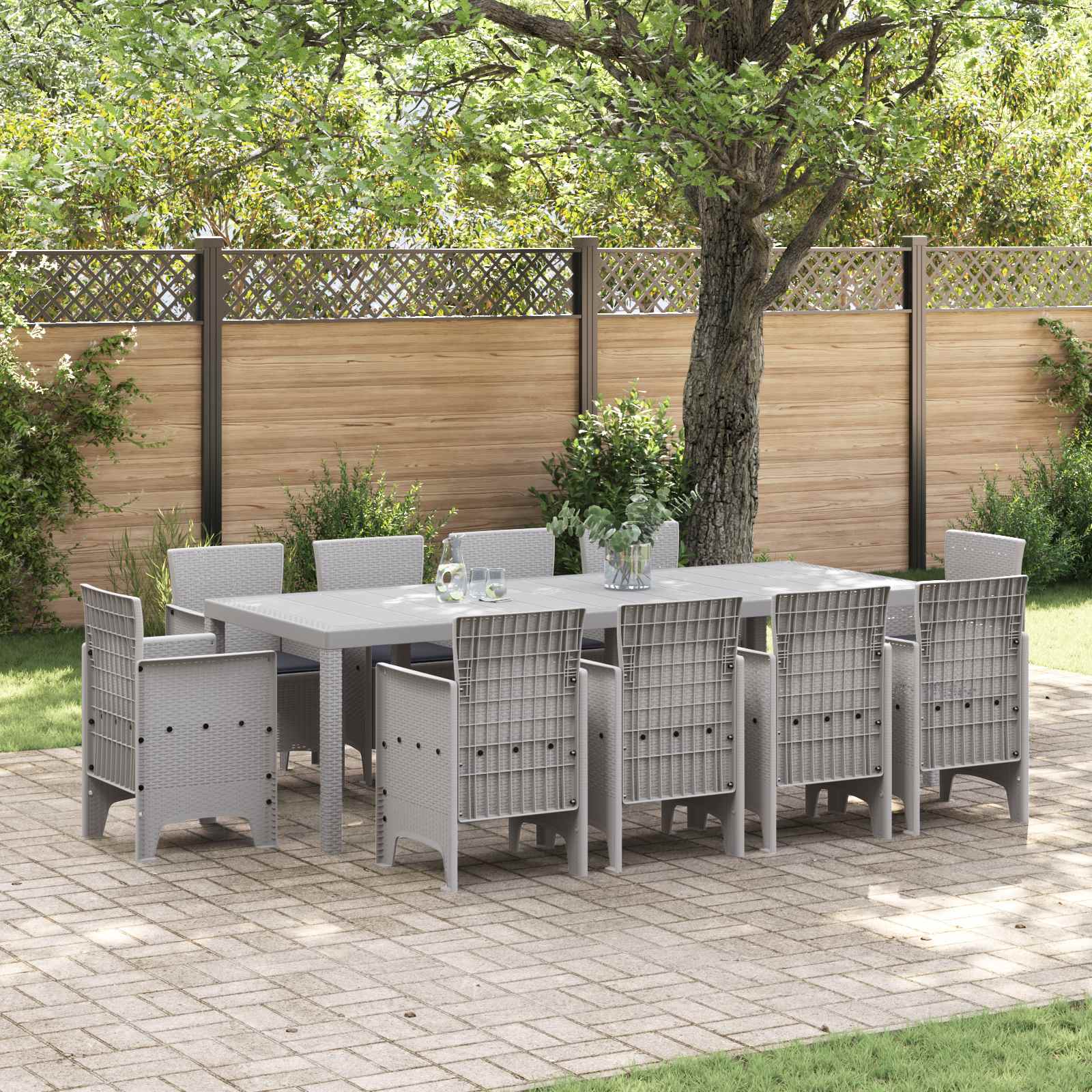 Garten Essgruppe 11 Pcs Hellgrau Polypropylen