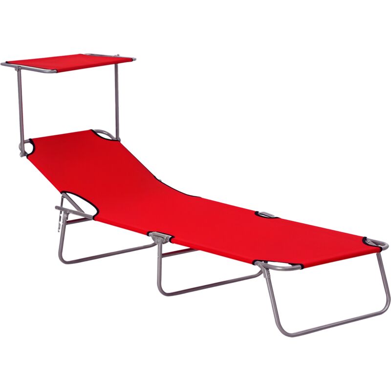 Outsunny Faltbare Sonnenliege, Gartenliege Mit Sonnendach, Sonnenliege Mit 4-fach Verstellbarer Rückenlehne, Wetterfeste Campingliege, Belastbar Bis 120 Kg, Für Den Garten