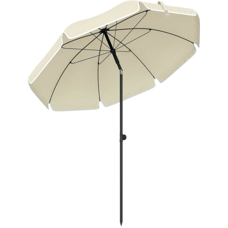 Sonnenschirm Ø 150 Cm, Wasserabweisend, Faltbar, Mit Sandanker, Verstellbarer Neigung, Tragetasche, Beige