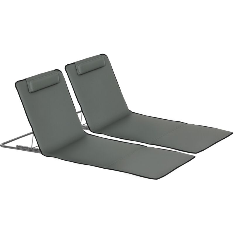 Set Mit 2 Outsunny Strandmatten, Verstellbar Und Faltbar, 124 X 53 X 37–50 Cm, Grau