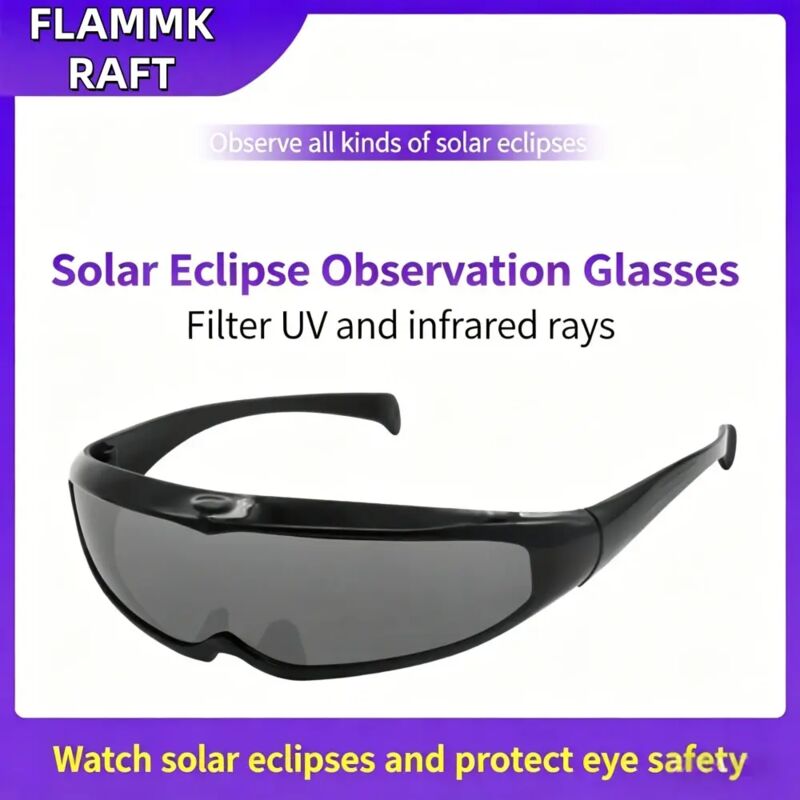 Flammkraft Sonnenfinsternisbrille, Sonnenfleckenbeobachtung, Schwarz Umrandete Gläser