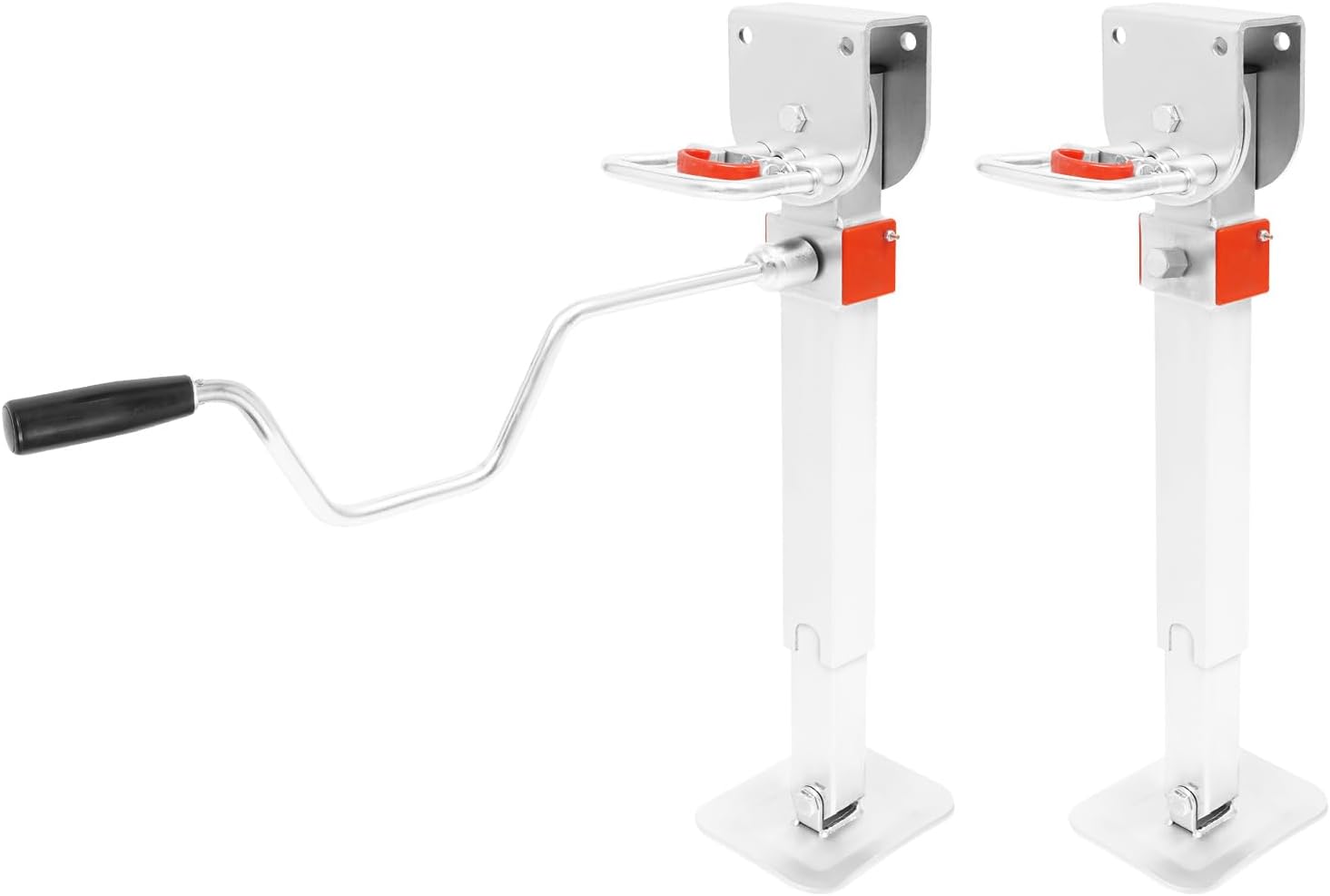 Set Aus 2 Kurbelstützen, Anhängerstütze, Um 90° Schwenkbare Montagehalterung, Statische Tragfähigkeit Von 1–2 Tonnen Geeignet Für Pkw, Wohnmobile, Schwerlastanhänger Und Kipper.