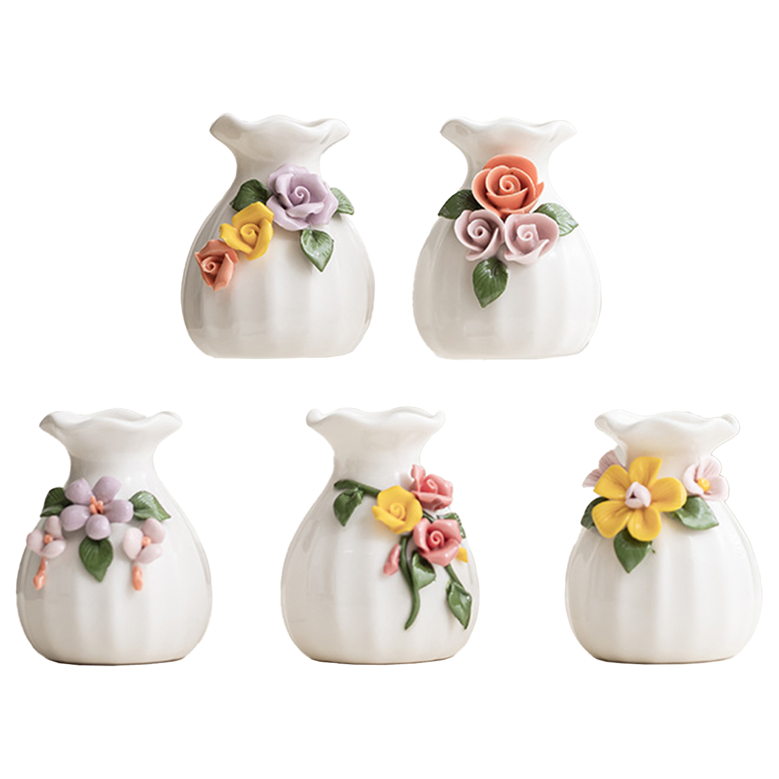 Blumenvase – Set Aus 5 Handgeformten Keramiktöpfen, Schlichte Hydrokulturvase, Farbenfroher Dekohalter Für Kleine Frische Blumen
