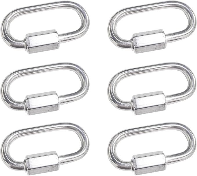 Set Mit 6 Schnellverbindern Aus Edelstahl 304, Ovale D-schraubkarabiner Aus Edelstahl, Robust Für Den Einsatz Im Freien Und In Innenräumen, Camping Und Wandern