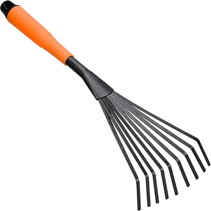 Mini-gartenrechen 41 Cm, Professioneller Wurzel- Und Laubrechen, Handrechen Mit Ergonomischem Griff Zum Jäten, Laub Entfernen Und Reinigen Des Gartens