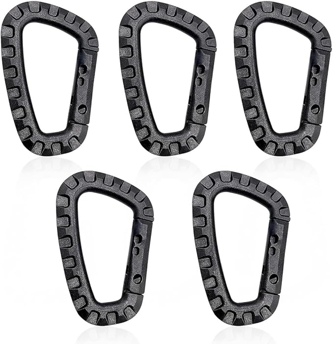 Set Mit 5 Kunststoff-karabinern, Robuste D-förmige Taktische Militärkarabiner, Multifunktionale Rucksackkarabiner Für Camping, Wandern, Angeln, Fitnessstudio Und Outdoor-aktivitäten