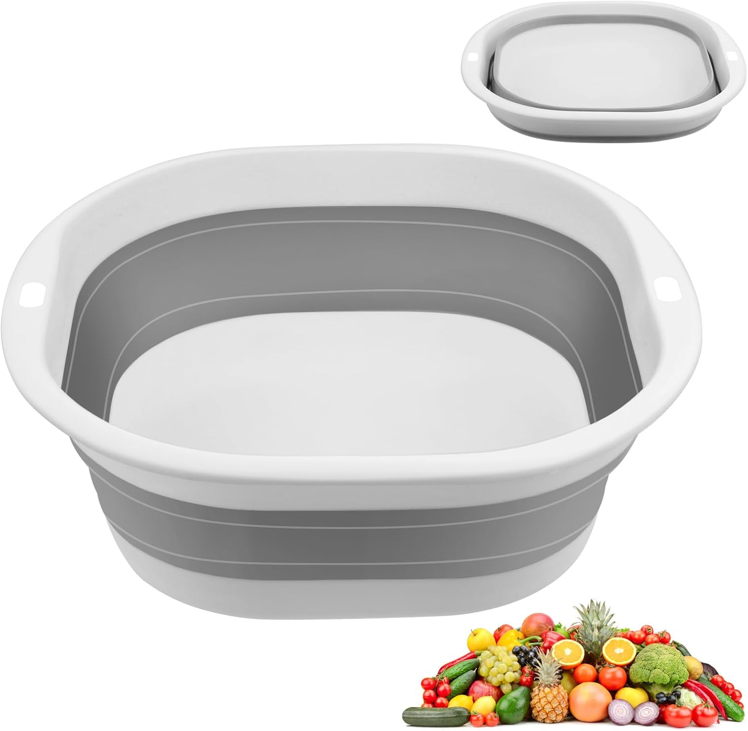 Zusammenklappbares Waschbecken, 3,5 L, Ausziehbares Waschbecken Für Die Haushaltsreinigung, Kleiner Eimer, Faltbares, Ausziehbares Multifunktionswaschbecken Für Bad, Küche, Garten, Camping, Grau