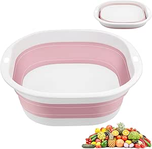 Zusammenklappbares Waschbecken, 3,5 L, Ausziehbar, Für Die Haushaltsreinigung, Kleiner Eimer, Faltbares, Multifunktionales Waschbecken, Für Bad, Küche, Garten, Camping, Rosa