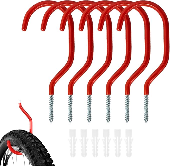Garagen-fahrradhaken, 6 Stück Robuste Wandhaken, Schraubhaken, Robuste Deckenhaken Mit 6 Dübeln Für Die Garage