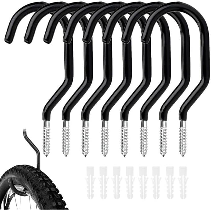 Robuste Wandhaken, 8-teiliges Fahrradhaken-set Für Die Garage, Robuste Deckenhaken Mit 8 Dübeln Für Die Garage (schwarz)