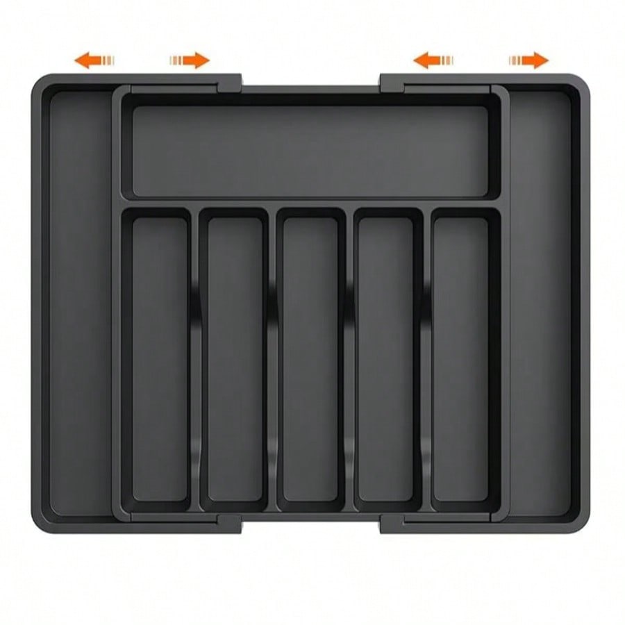 Besteckkasten Für Schublade, Besteckorganizer Mit 7 Fächern, Küchenschubladen-besteckaufbewahrung 37 X 28 Cm, Für Küchengeschirr, Schubladenorganizer, Schwarz