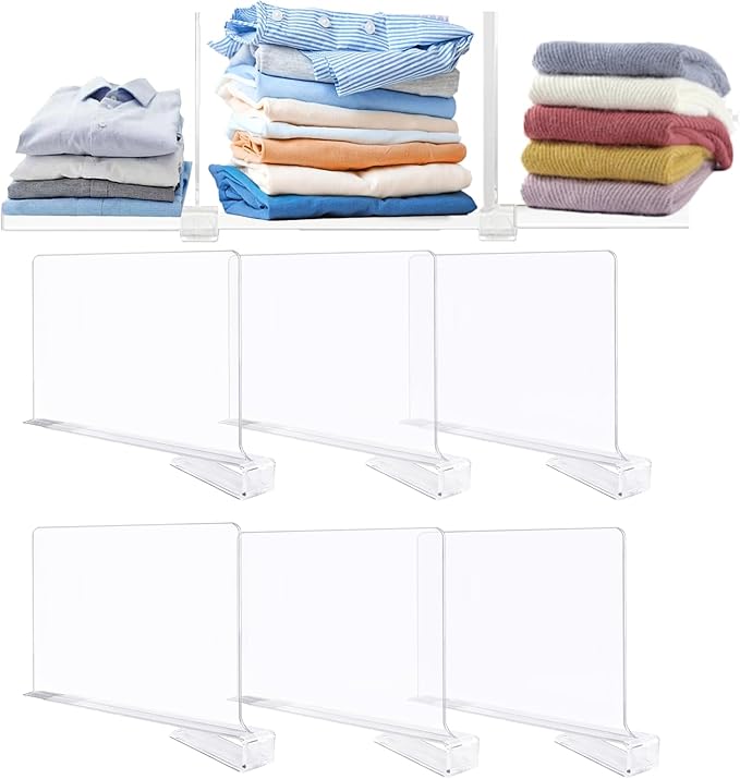 6-teiliges Set Acryl-regaleinteiler, Transparente Regaleinteiler Für Kleiderschrank, Schlafzimmer, Küche, Kleiderschrank-organizer, Aufbewahrung Für Handtaschen, Handtücher, Bücher