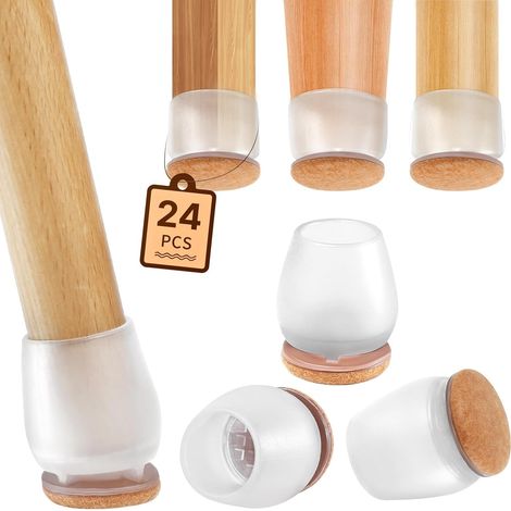Stuhlbeinschoner, 24 Stück, Transparente Silikon-bodenschoner, Stuhl-silikon-bodenschoner, Kleine Bodenpads Für Hartholz- Und Fliesenböden, Rund