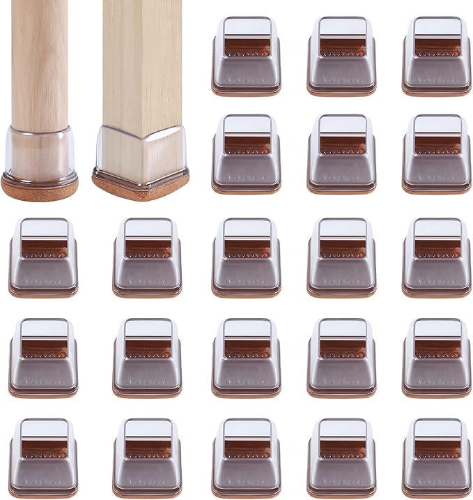 24-teiliges Stuhlbein-schutzset Für Stühle Mit 14–36 Mm Durchmesser, Mit Transparenter Filzpolsterung, 1,25 Zoll Breiten Silikon-möbelüberzügen Und Elastischem Schutz