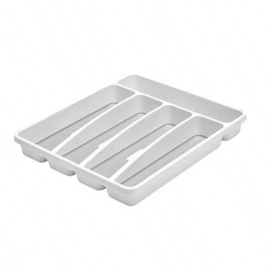 Küchenschubladen-organizer Mit 5 Fächern Und Soft-touch-oberfläche, Weiß Und Grau, 5 Abschnitte