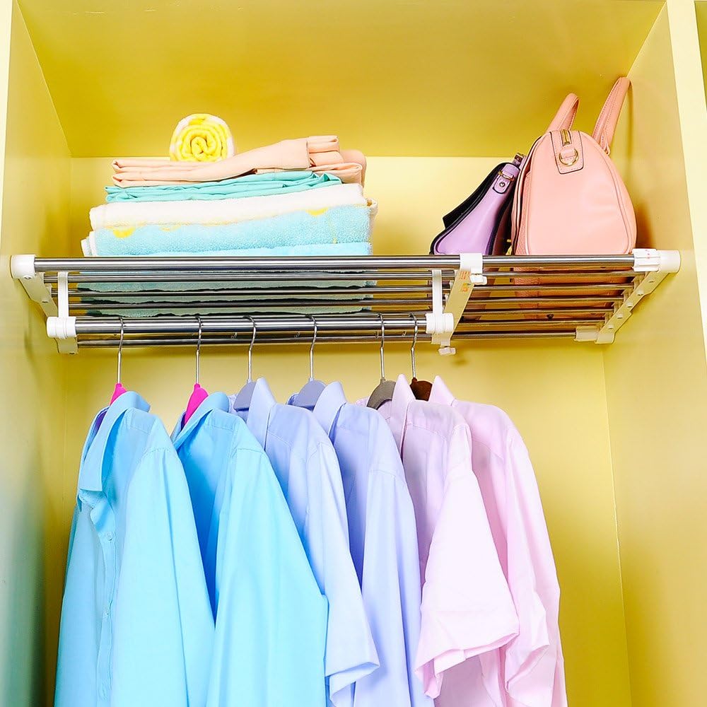 Verstellbares Teleskopregal, Kein Bohren Erforderlich, Metallregal Zur Aufbewahrung, Schrankorganizer, Raumteiler, Trennwand, Ausziehbar Von 40–60 Cm Für Schlafzimmer, Badezimmer, Küche