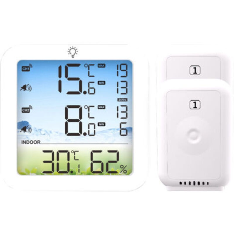Kühlschrank-gefrierschrank-thermometer Mit Digitalanzeige, 2 Drahtlosen Sensoren Und Alarm Bei Zu Hoher Und Zu Niedriger Temperatur
