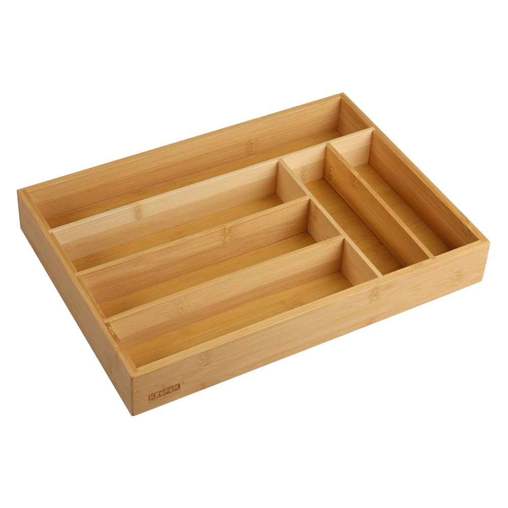 Kesper Besteckkasten Aus Bambus, 6 Fächer, 35,5 X 25,5 X 5 Cm