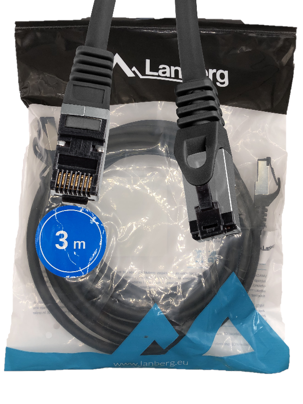 Lan-internetkabel Rj45 Patchkabel Cat.8.1 Sftp Schwarz 3 M